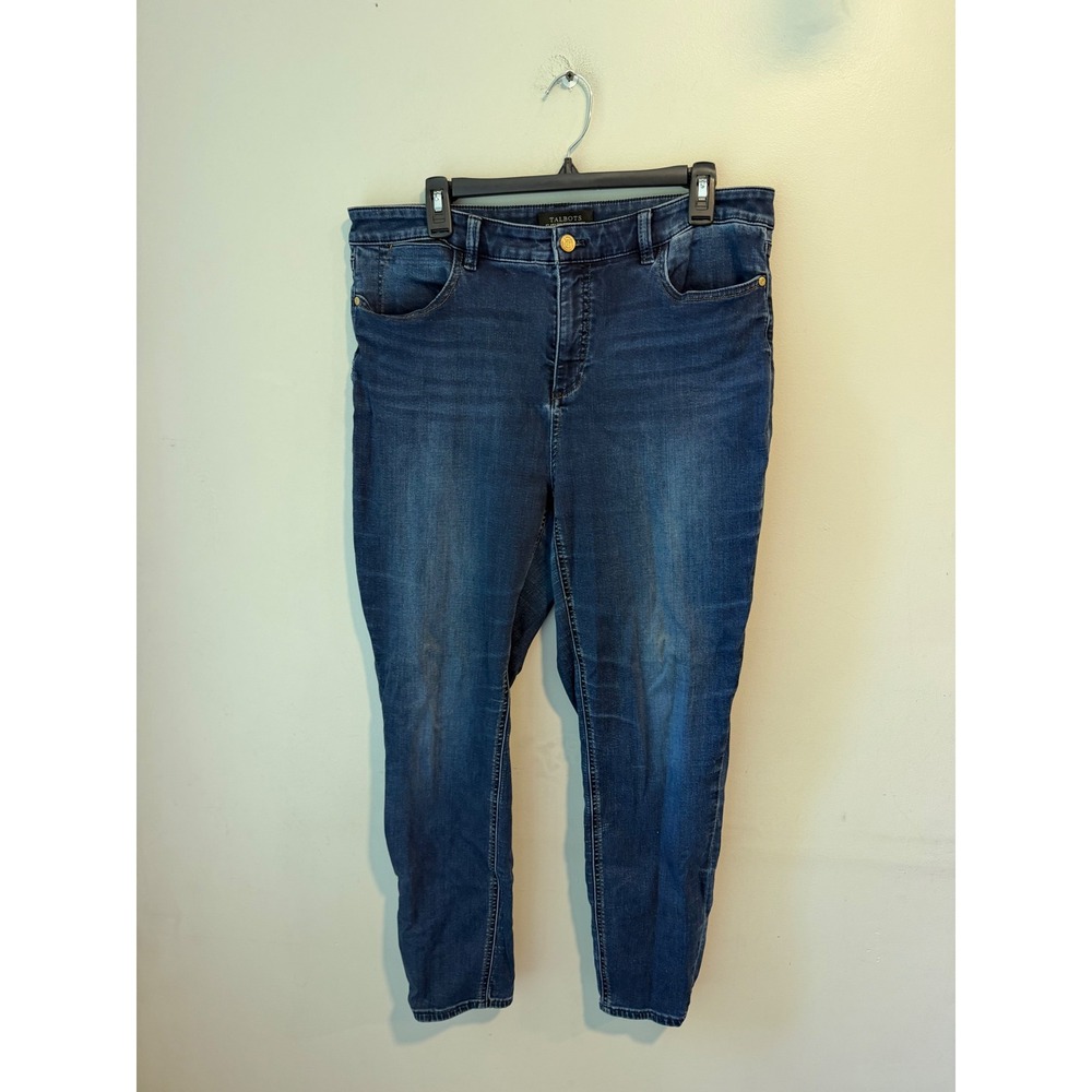 Talbots Flawless Five-Pocket Jeggings Dark Wash Blue Denim Size 14 Slim Jeans